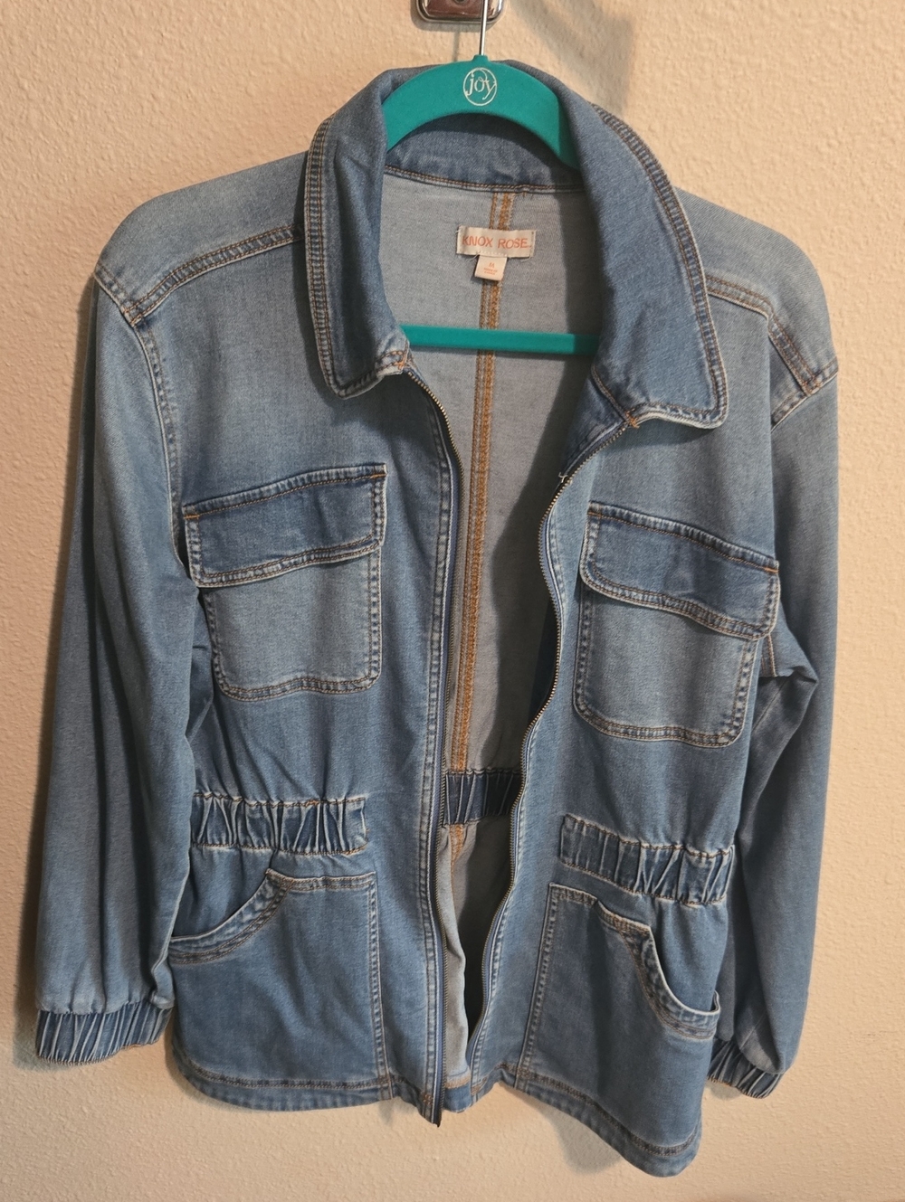 Knox Rose Light Blue Denim Jacket with Elastic Waist